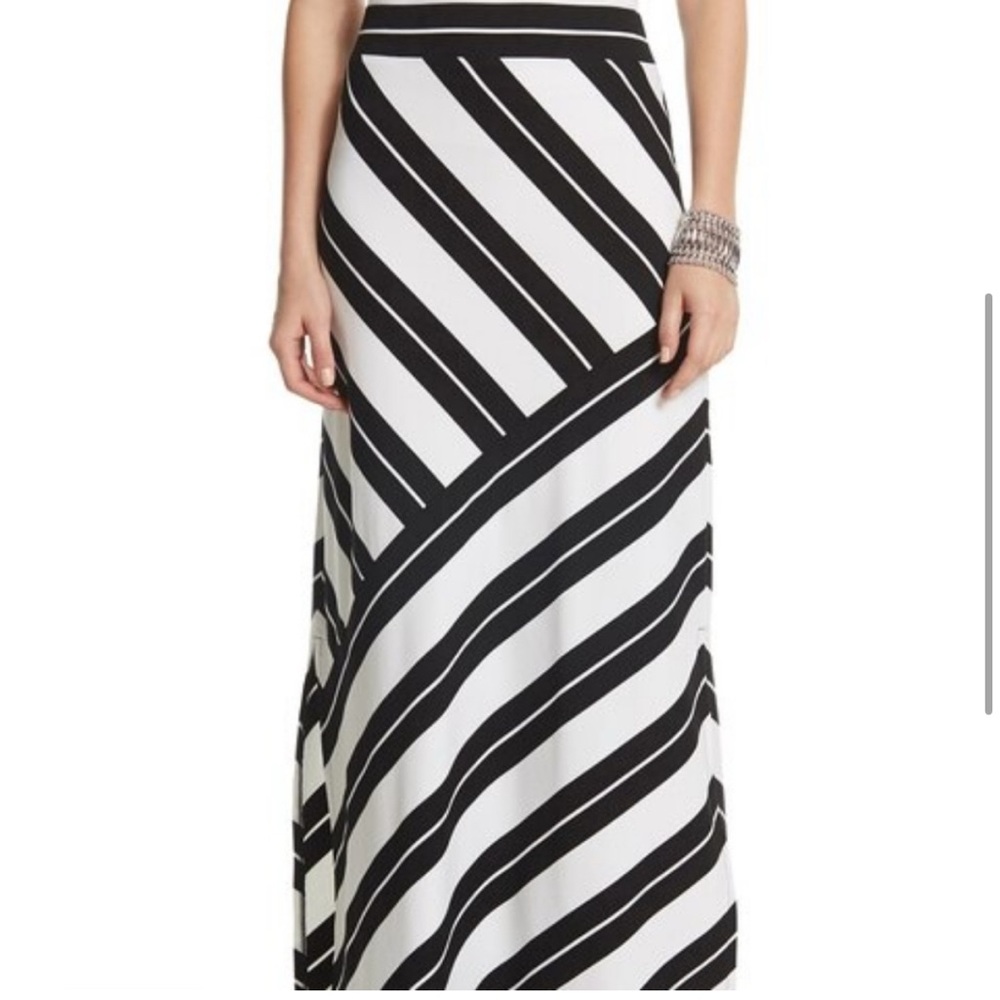 White House Black Market Diagonal Stripe Maxi Skirt
